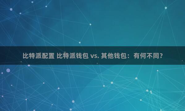 比特派配置 比特派钱包 vs. 其他钱包：有何不同？